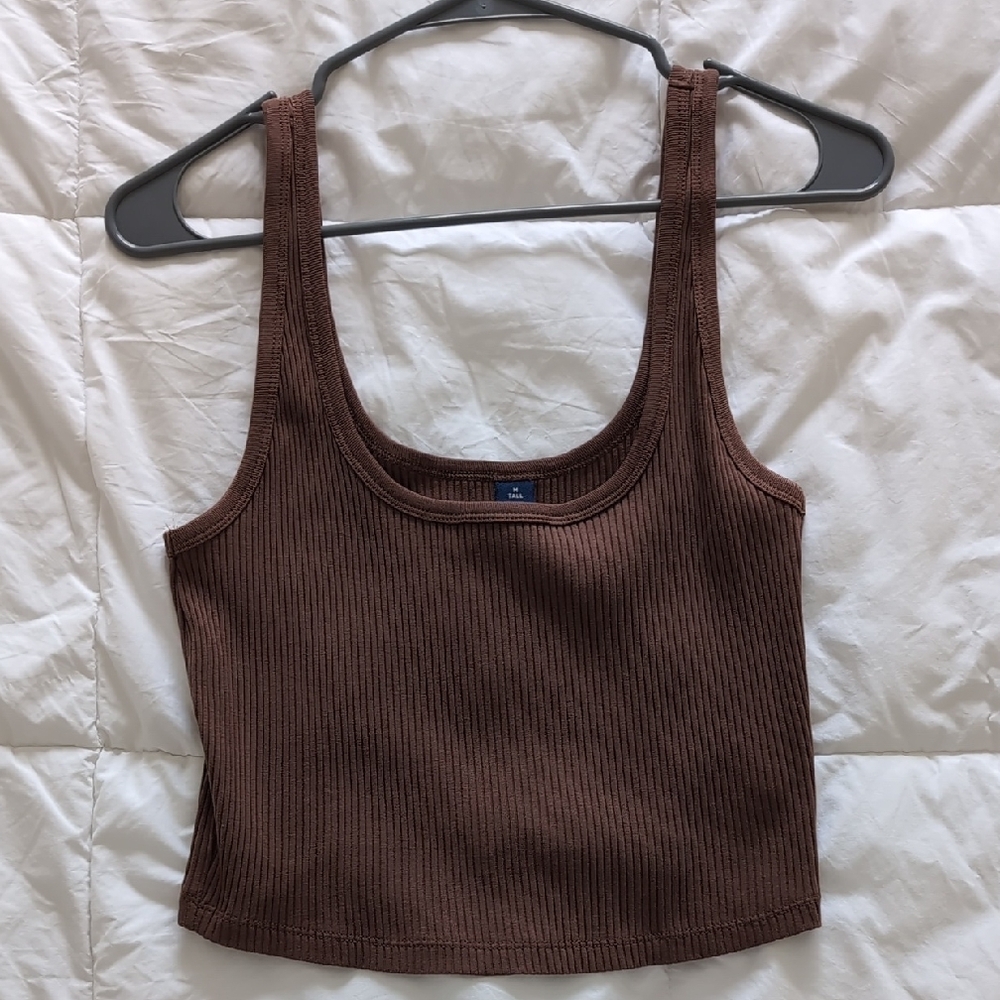 Brown Ribbed Women's Tank Top